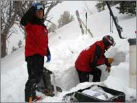 Snowpack-sampling site on Lone Mountain at Big Sky ski resort, Mont.