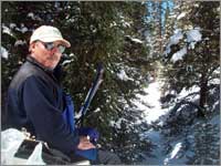 Snowpack-sampling site in forest clearing near Fremont Pass, Colo.