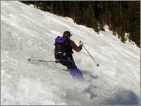 Ski run down from snowpack-sampling site at Kings Hill, Mont.
